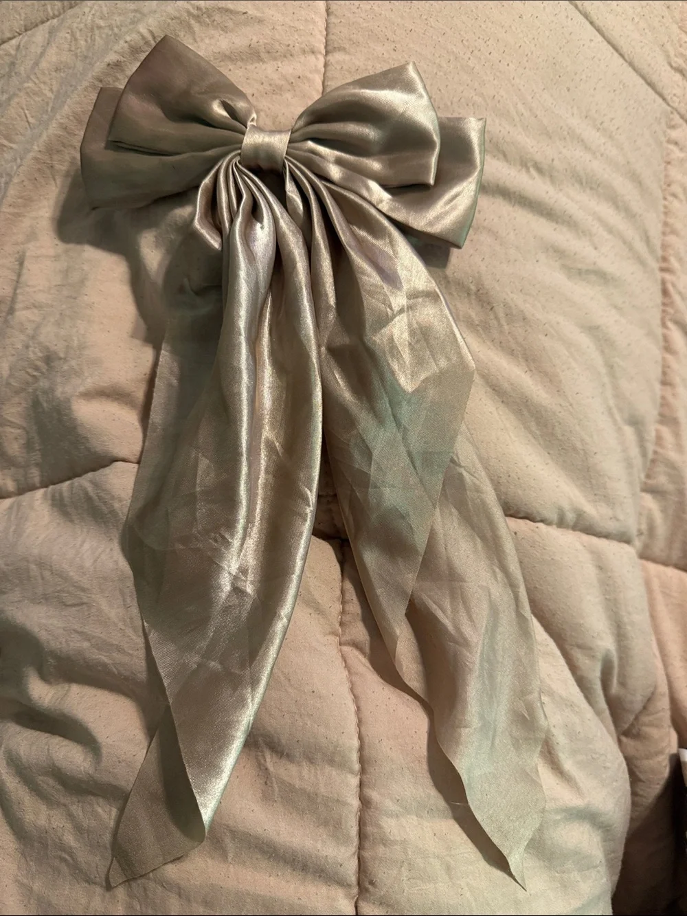 Satin Large Bow Hair Clip in Light Champagne - Kids Hair Accessory